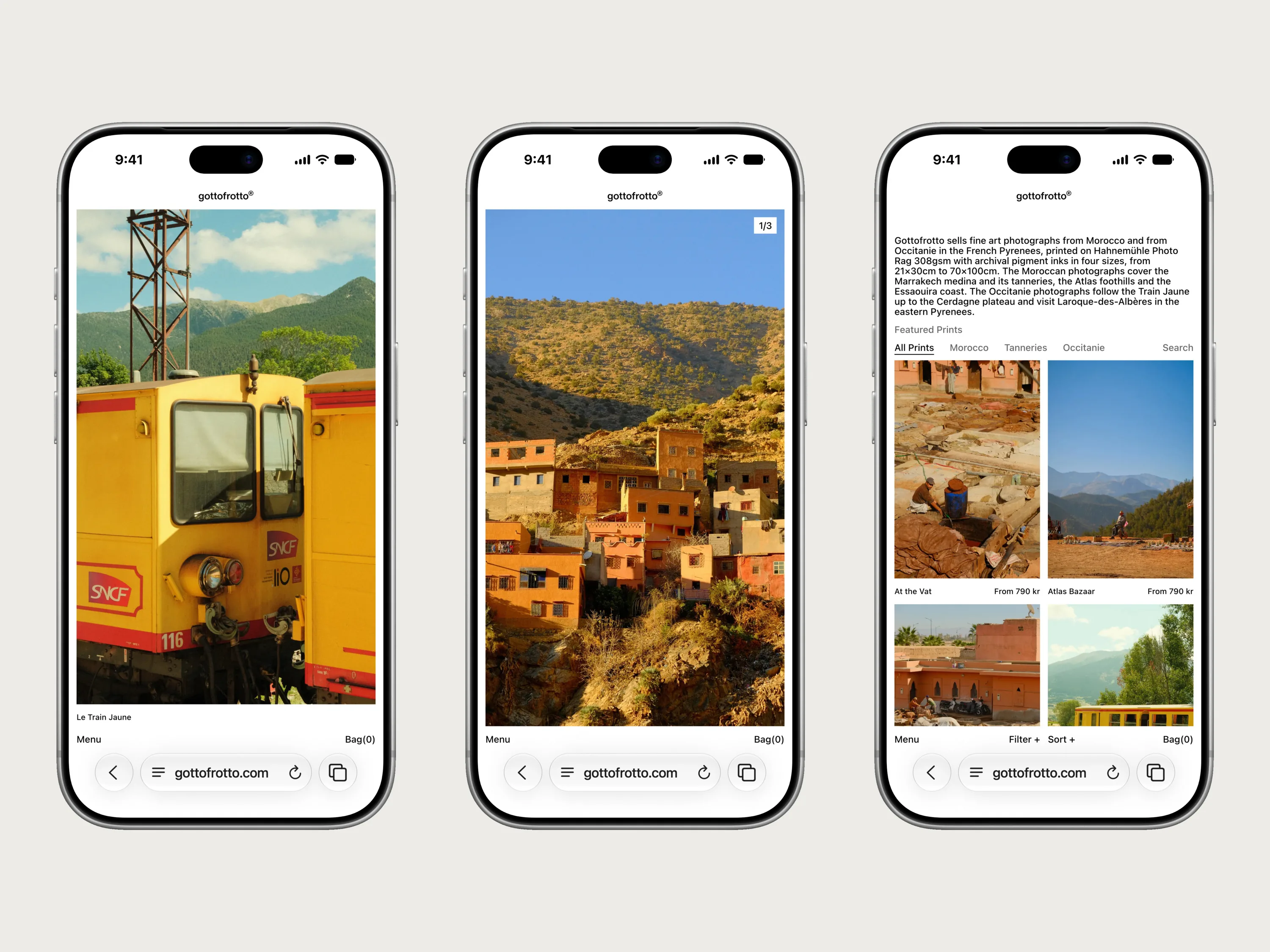 The shop on iPhone: home, product and shop pages