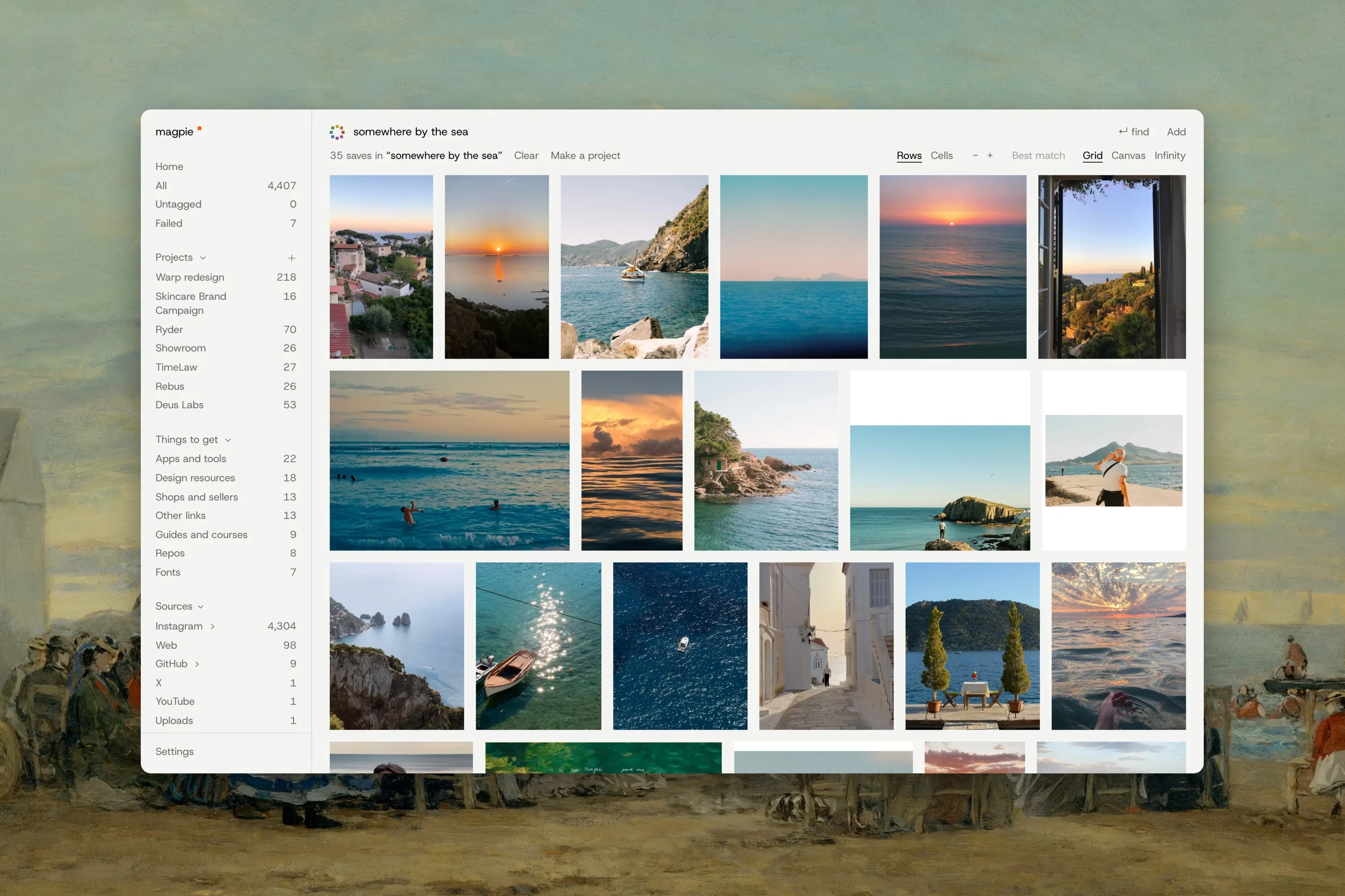 A search by meaning: somewhere by the sea